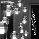 现代美式创意水晶玻璃球客厅吊灯时尚书房灯北欧吧台艺术装饰吊灯