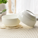 骨瓷米饭碗家用面碗小汤碗简约陶瓷沙拉碗纯白色餐具微波炉甜品碗