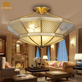 DHM欧式古典全铜吸顶灯 经典艺术玻璃铜质半吊顶灯客厅灯卧室灯具