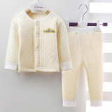 0-1-2岁儿童对开婴儿保暖内衣套装纯棉衣服幼儿男女宝宝春秋装