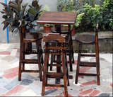 碳化实木桌双人桌木桌小木桌小方桌高脚桌茶水桌户外桌椅组合