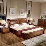 黑胡桃木床全实木床双人床1.5米1.8米婚床现代中式家具高箱储物床