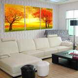 客厅装饰画现代三联画无框画水晶画沙发背景墙画发财树幸福树壁画