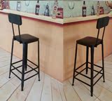 铁艺吧台椅高脚椅酒吧复古实木靠背吧凳餐厅酒店前台桌椅咖啡椅子