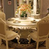 欧式餐桌大理石餐桌 香槟金实木餐桌椅组合欧式圆桌卧室配套组合