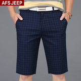 AFS JEEP夏季5分休闲裤格子大码中裤沙滩裤男士五分夏天短裤男装