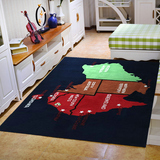 地图艺术地毯个性定制地毯欧美家居创意手工客厅卧室腈纶地毯水洗