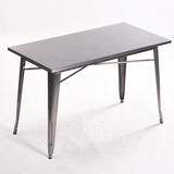欧式时尚铁艺餐桌椅组合金属咖啡桌会议桌做旧酒吧桌子复古铁皮桌