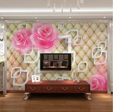 现代客厅电视背景墙纸大型软包3D立体玫瑰壁画无缝无纺布真丝壁纸