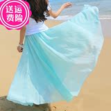 2016新款夏装半身裙超大摆长裙拖地雪纺裙沙滩纱裙显瘦仙裙子三层