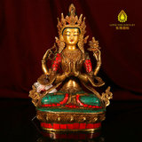 佛像 尼泊尔 藏传佛教用品纯铜仿古董家居装饰摆件四臂观音批发