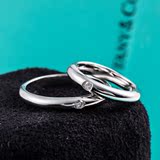 美国代购正品Tiffany蒂芙尼镶钻情侣对戒单钻18k铂金戒指男女对戒