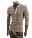 外贸批发春装男士韩版假两件套开长筒休闲长袖T恤 男装时尚打底衫