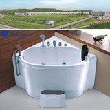 2014新款1米冲浪按摩小浴缸 亚克力三角扇形深浴缸带扶手头枕浴盆