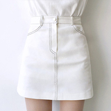 韩版2016夏季高腰学生白色短裙半身裙a字显瘦牛仔裙弹力包臀裙女