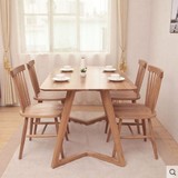 日式简约全实木餐桌椅组合6人白橡木饭桌欧式现代小户型原木餐台