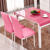 餐桌椅吃饭桌子餐桌椅组合简约现代长方形钢化玻璃6人4人歺桌组装