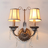 美式床头壁灯北欧地中海乡村过道客厅复古创意卧室欧式水晶灯具