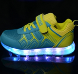 春秋季款男童运动发光童鞋儿童led闪光夜光鞋女童USB充电带亮灯鞋