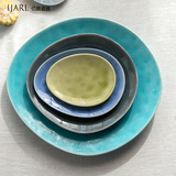 ijarl欧式盘子陶瓷创意餐盘碟子菜盘家用西餐盘牛排盘冰裂釉卡尔