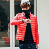 2015新款韩版修身立领短款轻薄款羽绒服男装冬装大码外套羽绒衣潮
