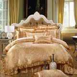 欧式奢华床上用品纯棉贡缎提花床盖床罩四件套加厚夹棉婚庆六件套