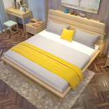 雅斯邦北欧纯实木床1.8 双人床1.5中式软靠卧室 全实木床现代简约