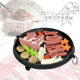 韩国烧烤盘韩式烤盘不粘锅 家用户外便携式卡式炉圆形烤肉盘煎锅