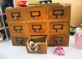 zakka木柜收纳9个抽屉桌面整理小储物柜实木复古 抽屉盒