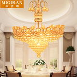 金色欧式水晶吊灯简约个性创意客厅餐厅饭厅吊灯温馨卧室灯具灯饰