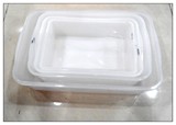长方形大号带盖钢化塑料盒子食品盒白色收纳盒子 塑料小保鲜盒