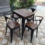 欧式铁艺实木户外休闲桌椅组合小户型创意餐桌简约阳台咖啡厅桌椅