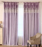 柔曼家纺 韩国韩式蕾丝公主全遮光客厅卧室阳台紫色窗帘定制包邮