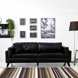 北欧真皮沙发现代办公客厅宜家三人组合日式黑色沙发小户型皮沙发