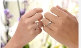 s925纯银镶钻情侣戒指男女指环对戒镀铂金创意刻字免运费生日礼物