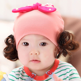 春秋韩国女宝宝帽子0-3-6-12个月婴儿帽子儿童假发帽公主帽1-2岁