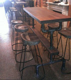 铁艺水管复古做旧餐桌 酒吧桌椅吧台桌实木美式乡村loft定制 定做