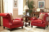 欧式美式新古典酒店书房卧室高背单人沙发椅布皮艺老虎椅沙发特价