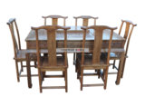 仿古典雅明清家具 全实木打造 新款四斗功夫茶桌7件套餐桌椅 茶台