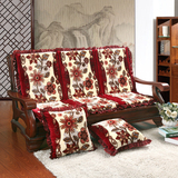 红木沙发垫坐垫椅垫毛绒拉舍尔加厚保暖冬季海绵坐垫带靠背 包邮