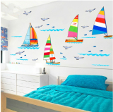 浪漫地中海海洋帆船浴室卧室客厅床头背景墙餐厅橱柜儿童房墙贴纸