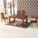 实木餐桌椅组合6人长方形水曲柳实木餐桌厚重款一桌6椅榆木餐桌椅