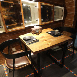 铁艺复古实木餐桌椅组合 咖啡厅桌椅奶茶店二人餐桌正方形餐桌子