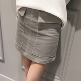 2016新款 韩版百搭粗条绒灯芯绒A字裙包臀裙高腰修身短裙半身裙