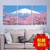 日式家居客厅壁画日本料理店装饰画寿司店无框画樱花富士山风景画