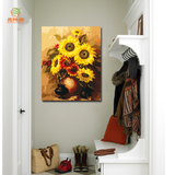 油画装饰画diy风景客厅玄关餐厅壁画现代简约手绘田园花卉向日葵
