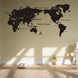 世界地图 办公室墙贴客厅卧室书房沙发电视墙创意个性中国贴纸