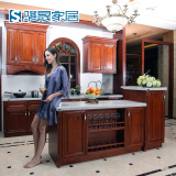 上海骐晟全屋定制 美式复古整体橱柜定做L型 实木橱柜厨房厨柜