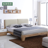 现代简约板式床1.5米 双人床1.8米可拆洗软靠高箱储物床特价包邮