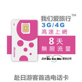 日本流量电话卡上网卡手机卡三合一卡7天不限流量3g高速无需剪卡